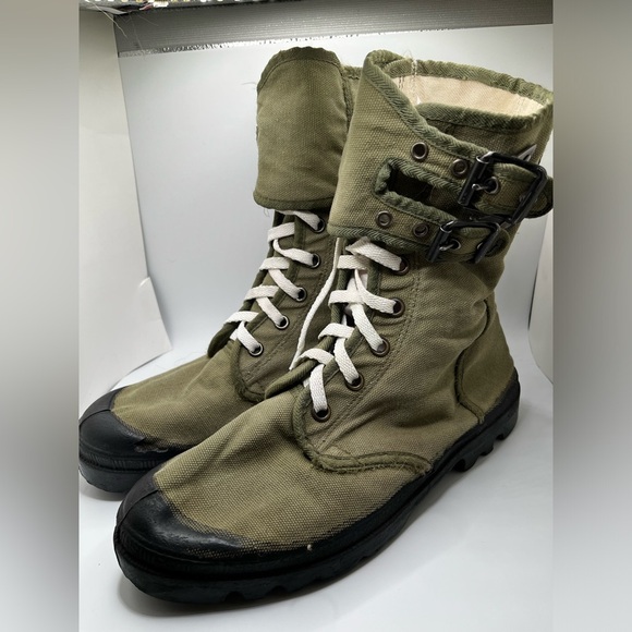 Vintage Wissart Military Canvas Gaiter Double Buckle Army Boot Size 43 - Picture 1 of 16